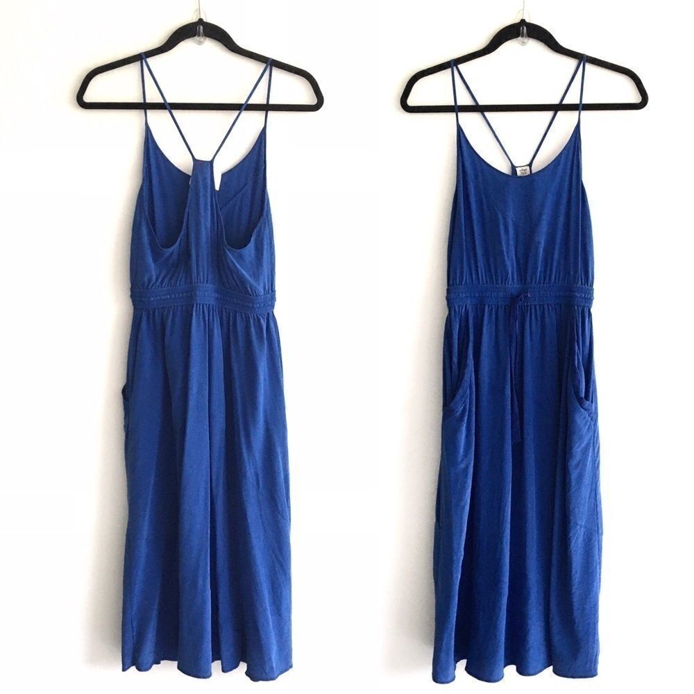 ARITZIA Wilfred Silk Sleeveless Midi Dress Blue XXS - Picture 3 of 6